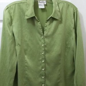 Silk Green Blouse - by Fred David with buttons